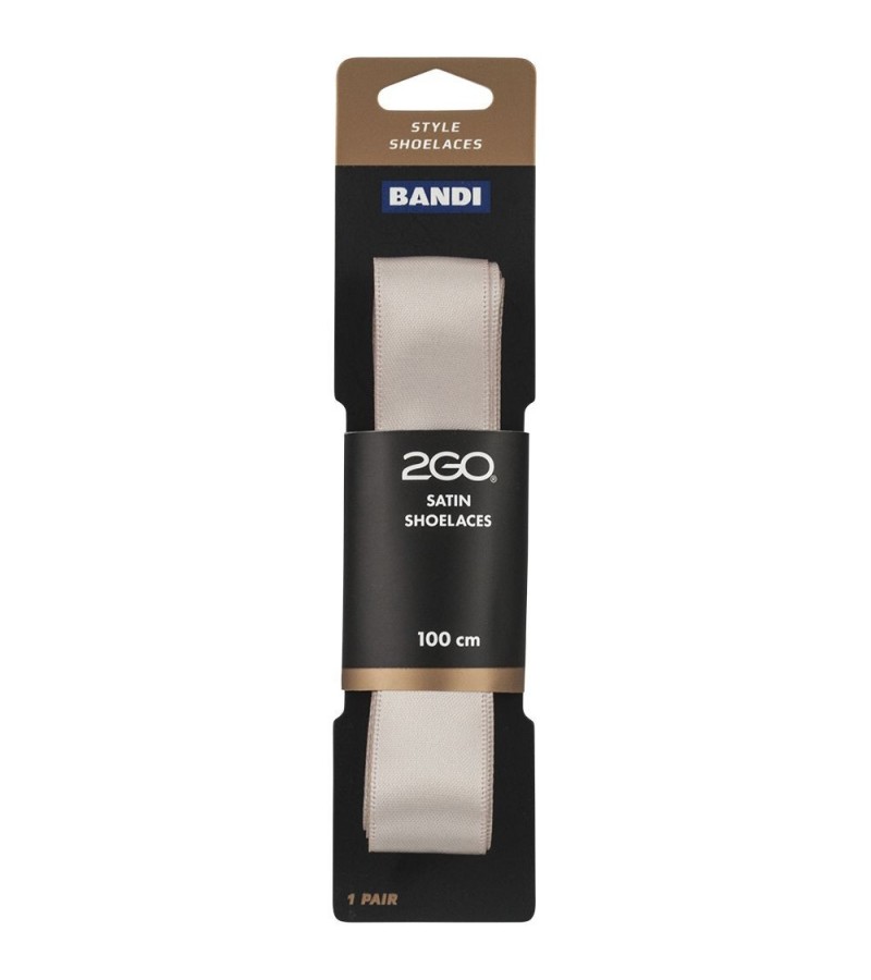 Skosnöre - Satin, Platt, 100 cm, Beige